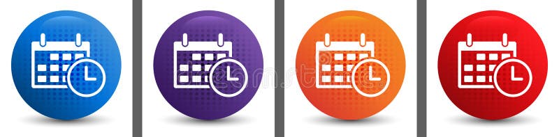Appointment date calendar icon abstract halftone round button set stock illustration
