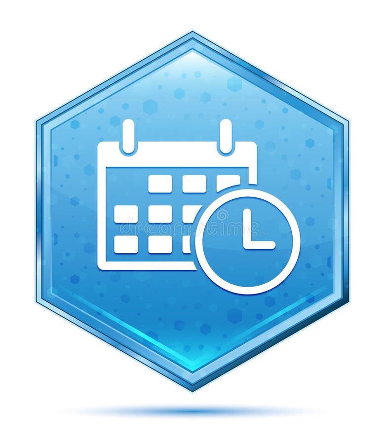 Appointment date calendar icon crystal blue hexagon button stock illustration