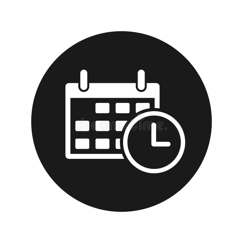 Appointment date calendar icon flat black round button vector illustration royalty free illustration
