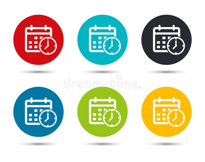 Appointment date calendar icon flat round button set illustration design royalty free illustration