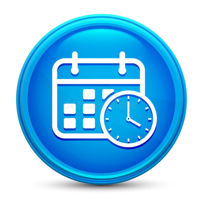 Appointment date calendar icon glass shiny blue round button isolated design vector illustration vector illustration