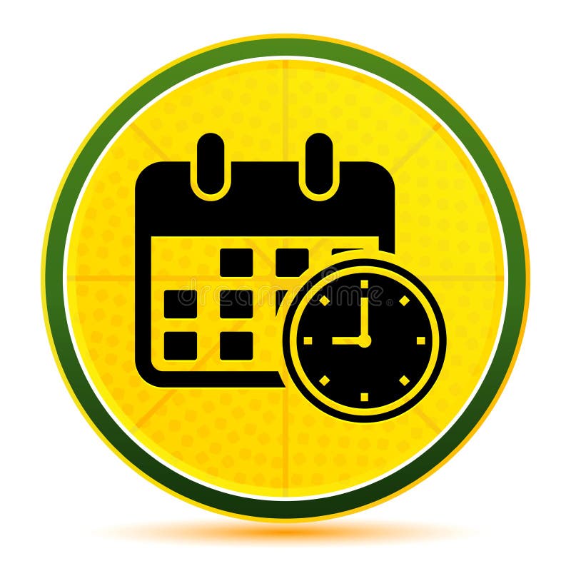 Appointment date calendar icon lemon lime yellow round button illustration stock illustration