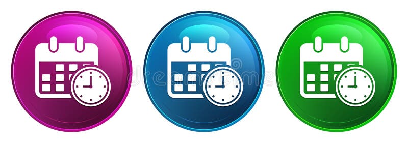 Appointment date calendar icon magic glass design round button set illustration royalty free illustration