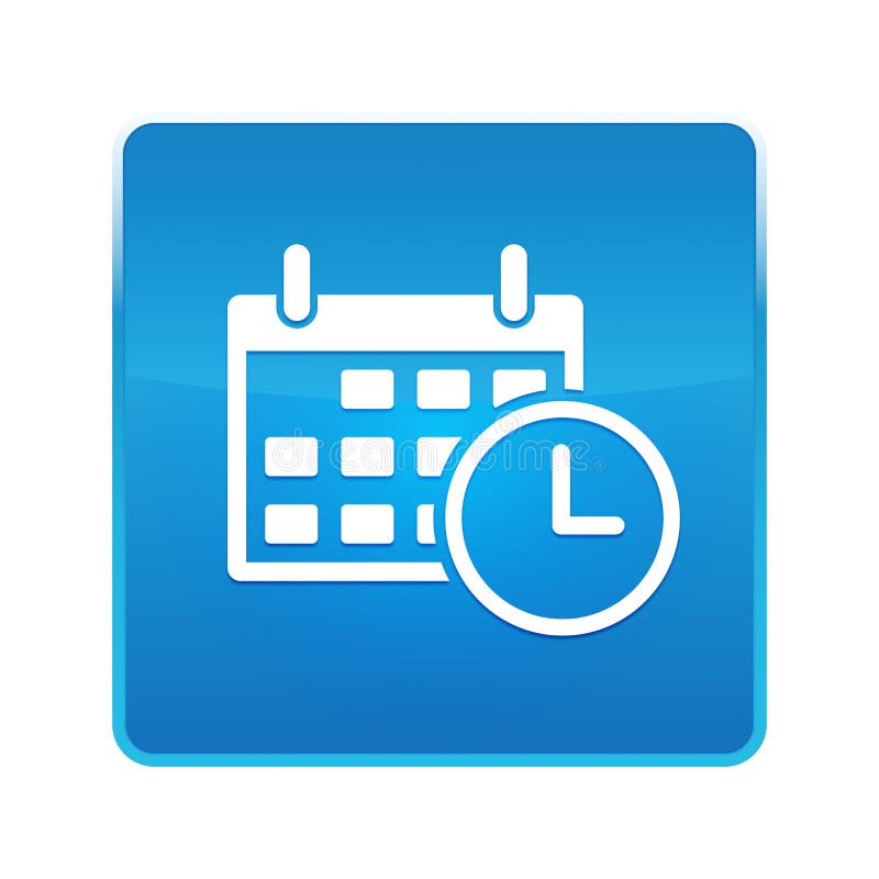 Appointment date calendar icon shiny blue square button stock illustration