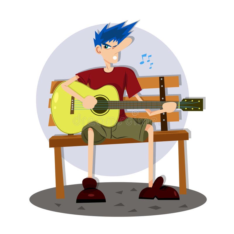 Garçon Qui Joue De La Guitare. Le Garçon Joue Une Guitare Acoustique  Illustration de Vecteur - Illustration du musicien, exécution: 190506420