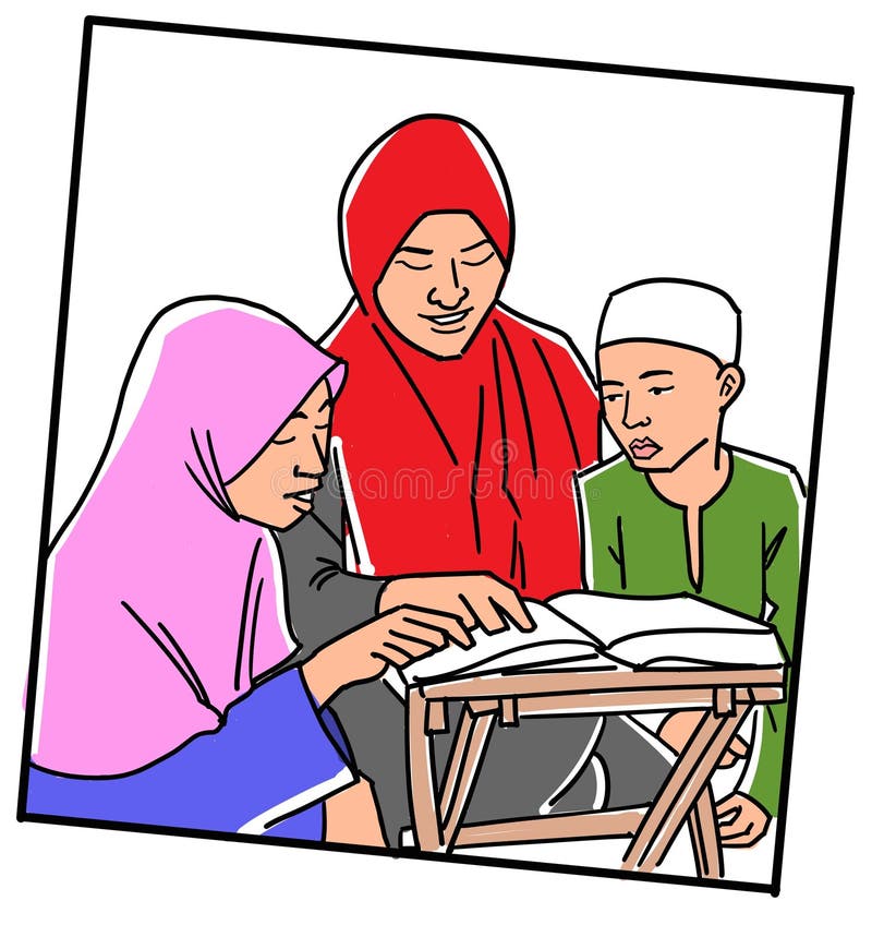 Apprendimento leggere Quran illustrazione vettoriale Apprendimento leggere Quran illustrazione vettoriale