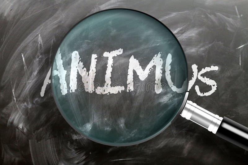 Apprendre, étudier et inspecter l'animus - représenté sous forme de loupe agrandissant le mot animus, symbolise la recherche, l'e images stock Apprendre, étudier et inspecter l'animus - représenté sous forme de loupe agrandissant le mot animus, symbolise la recherche, l'e images stock