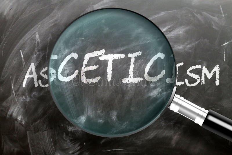 Apprendre, étudier et inspecter l'ascétisme - représenté comme une loupe agrandissant le mot ascétique, symbolise la recherche, l photo stock Apprendre, étudier et inspecter l'ascétisme - représenté comme une loupe agrandissant le mot ascétique, symbolise la recherche, l photo stock