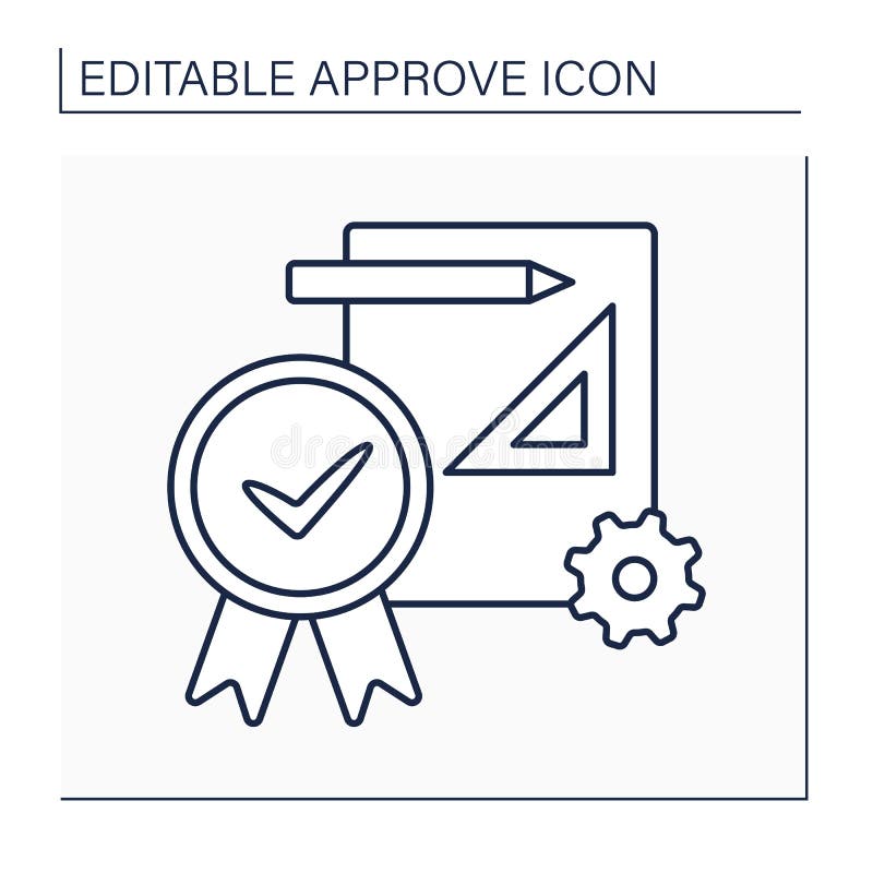 Approve project line icon stock illustration