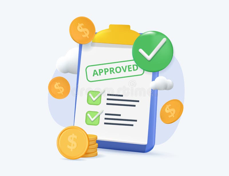 Approved Credit Bill. Good Credit Score Receiving Loan Approval from
