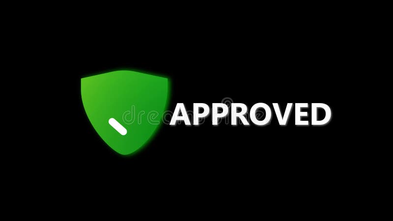 Approved green shield checkmark animation looping motion graphics. Success confirmation security protection guarantee quality vector illustration