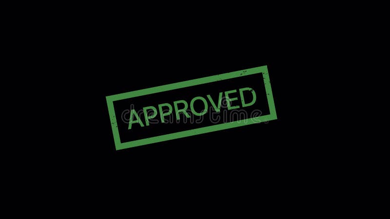 APPROVED Stamp 3D Animation. Green Ink Wooden Stamp Stamping Animation