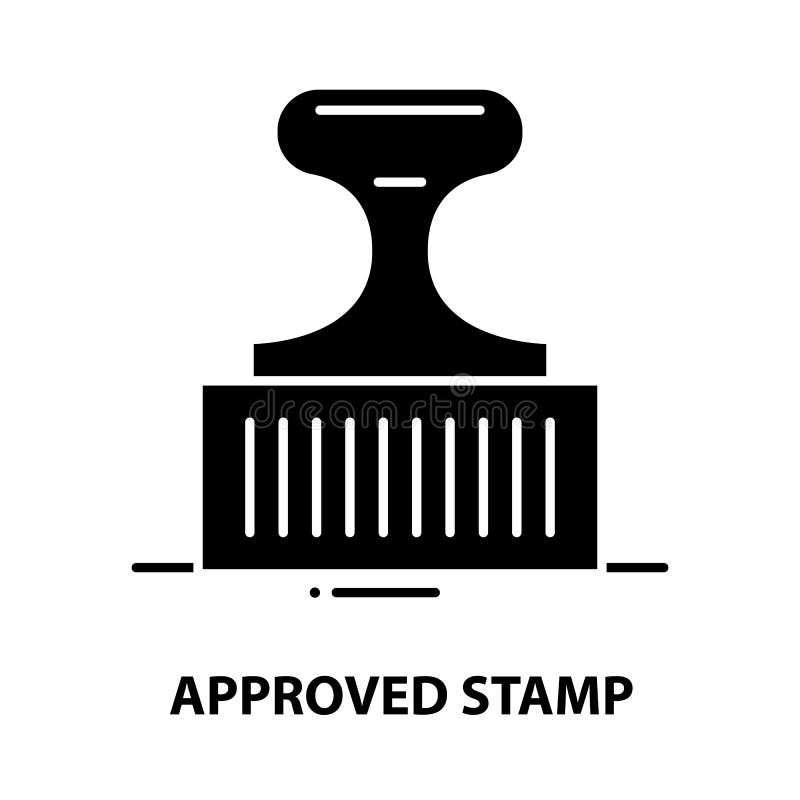 Approved Stamp Icon, Black Vector Sign with Editable Strokes, Concept