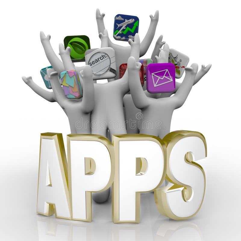 Apps - Word and People Cheering royalty free illustration Apps - Word and People Cheering royalty free illustration