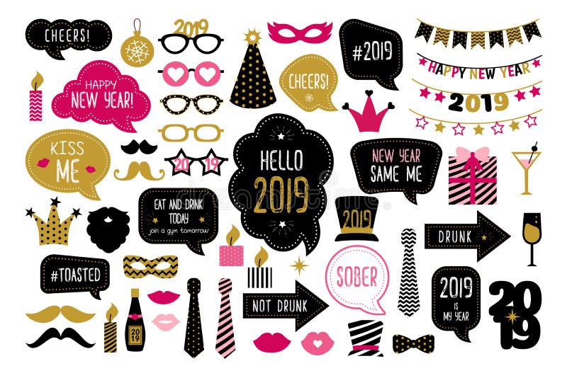 Appui verticaux 2019 de cabine de photo de bonne année illustration stock Appui verticaux 2019 de cabine de photo de bonne année illustration stock