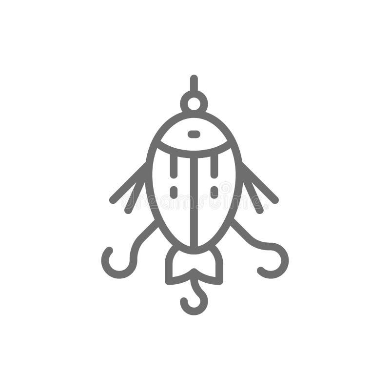 Appât, flotteur, attrait, poisson avec la ligne icône de crochet illustration libre de droits Appât, flotteur, attrait, poisson avec la ligne icône de crochet illustration libre de droits