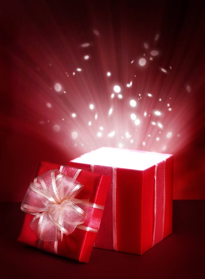 Apra il contenitore di regalo magico fotografia stock
