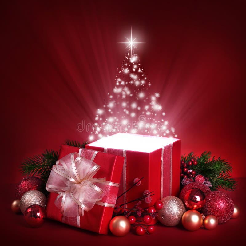 Apra il contenitore di regalo magico immagini stock