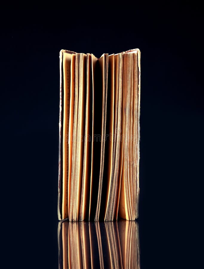 Apra il vecchio libro con le pagine dell'annata riflesse fotografia stock libera da diritti Apra il vecchio libro con le pagine dell'annata riflesse fotografia stock libera da diritti