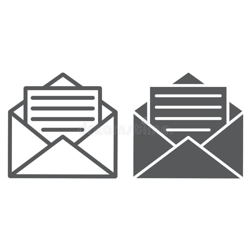 Apra la linea della posta ed icona di glifo, busta e lettera royalty illustrazione gratis Apra la linea della posta ed icona di glifo, busta e lettera royalty illustrazione gratis