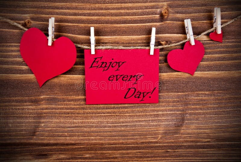 Aproveite Cada Dia com um Red Label foto de stock royalty free