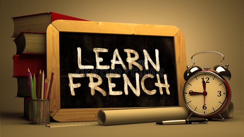 Aprenda o francês - citações inspiradores no quadro imagem de stock Aprenda o francês - citações inspiradores no quadro imagem de stock