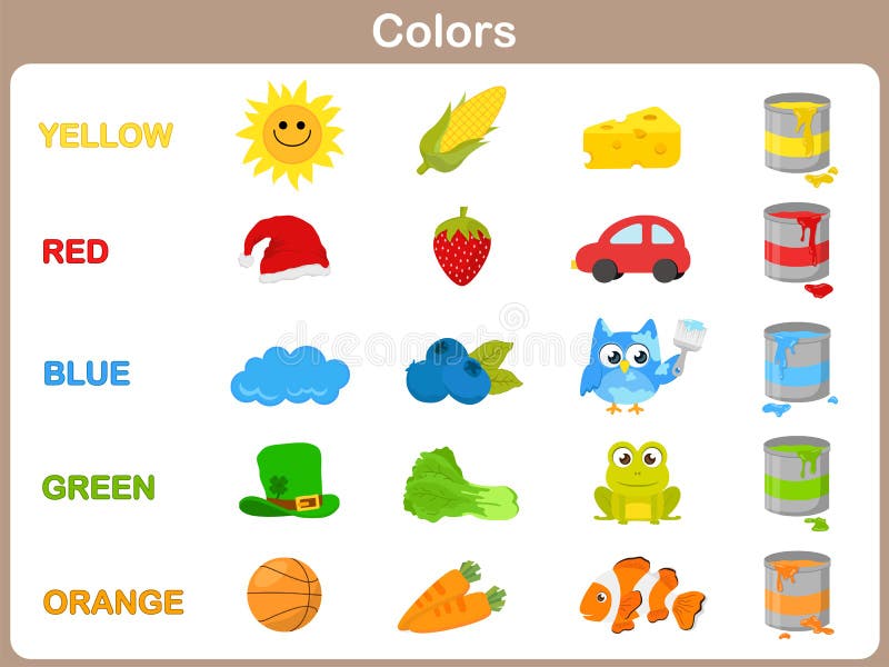 Aprendendo as cores do objeto para crianças