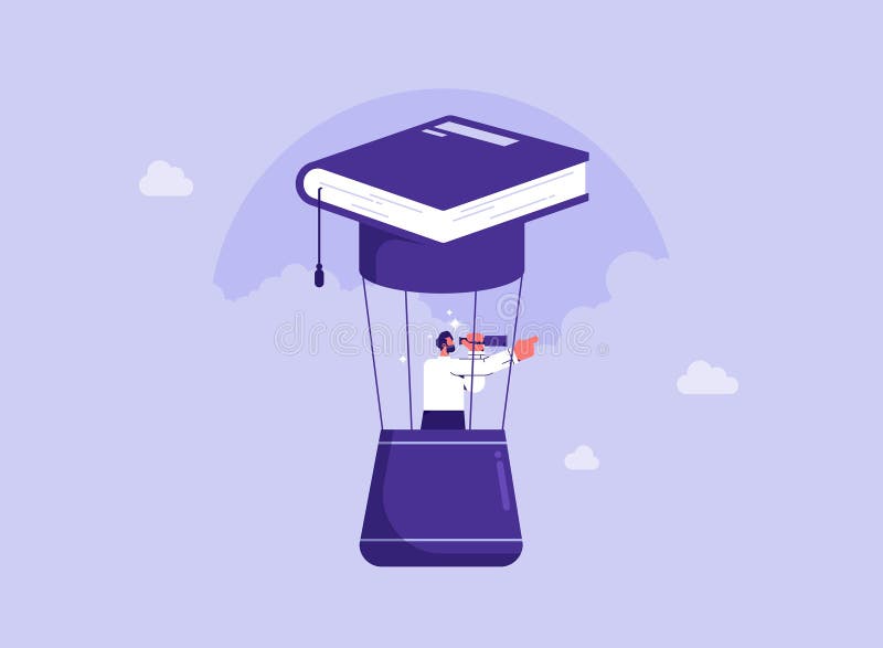 Aprender o estudiar un nuevo curso para el concepto de éxito empresarial libre illustration