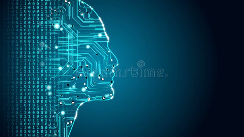 Aprendizaje automÃ¡tico futuro de la tecnologÃ­a de IA, informÃ¡tica digital rÃ¡pida humana, revoluciÃ³n de robots libre illustration