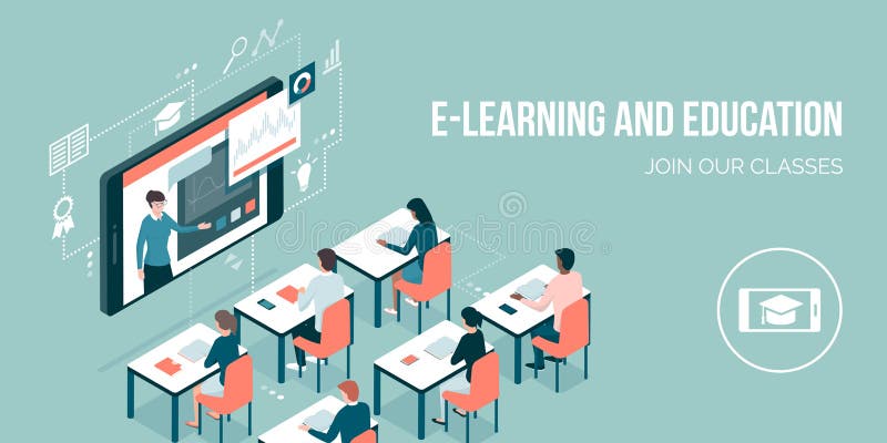 Aprendizaje electrónico y educación en línea stock de ilustración Aprendizaje electrónico y educación en línea stock de ilustración