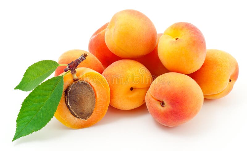 Ripe apricot with green leaves. Ripe apricot with green leaves.