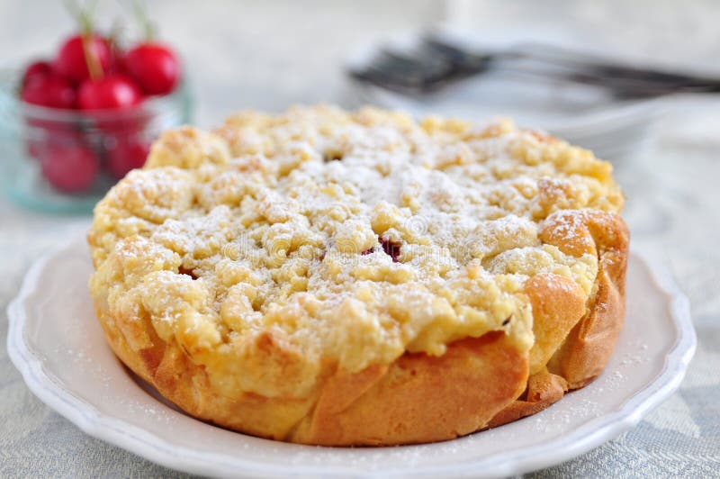 Apricot Cherry Streusel Cake