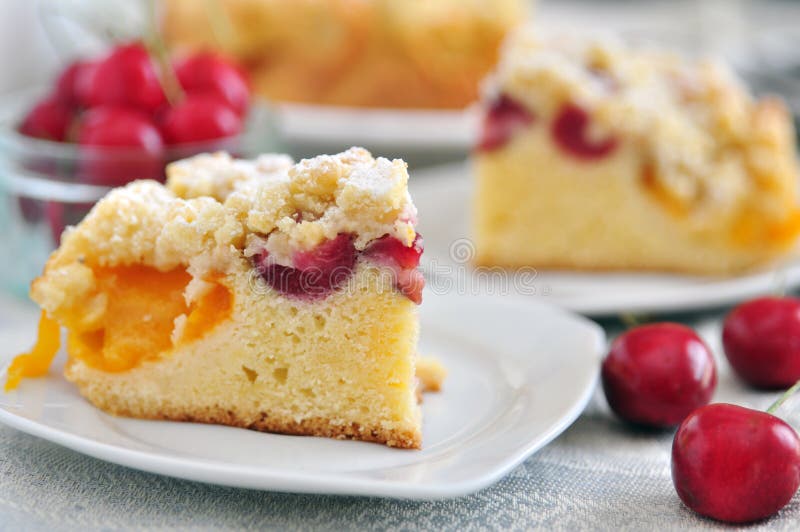 Apricot Cherry Streusel Cake