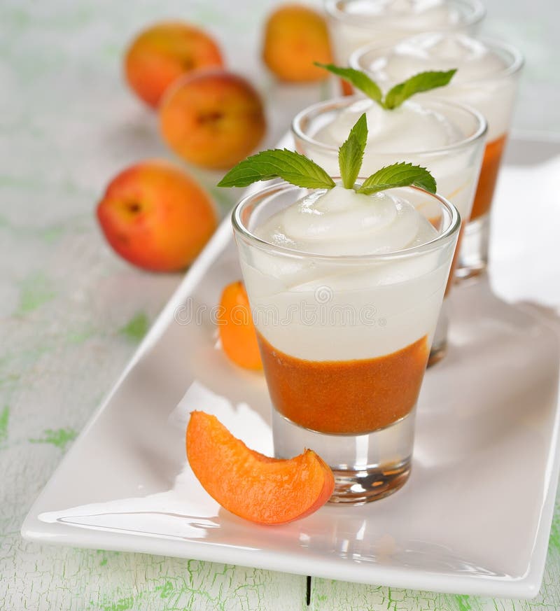 Apricot Dessert in Small Glasses Stock Photo Image of glass, toppings