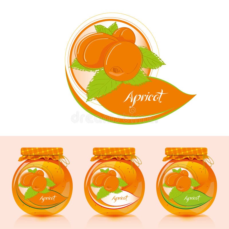 Apricot jam label with jar stock vector. Illustration of beautiful 37044575