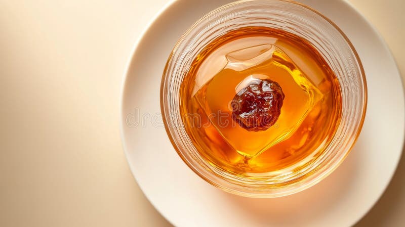 Apricot liqueur with dried fruit top view versatile image for multiple purposes obrazy stock