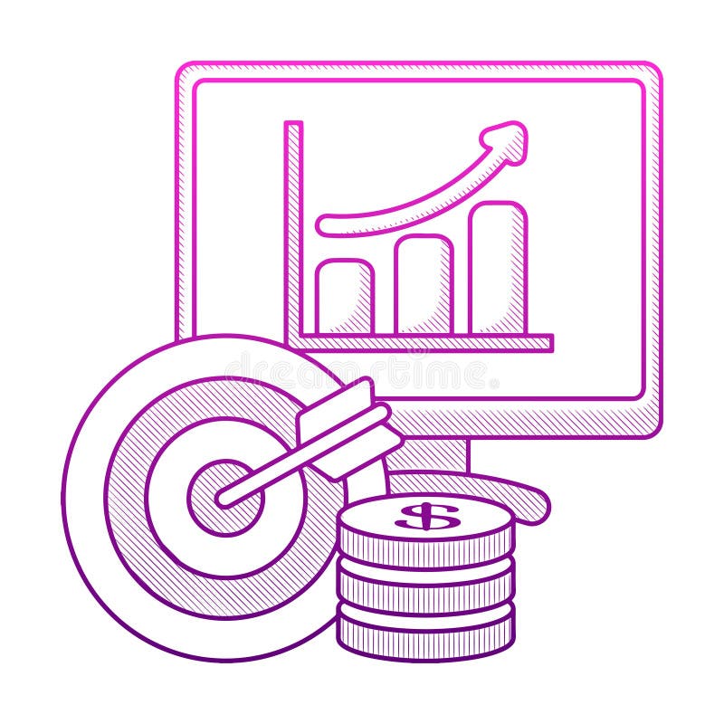 Business Targeting concept with hand drawn outline doodle style vector illustration