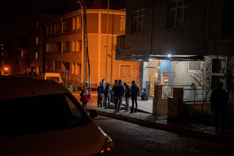 People staying in Queues in front of shops to buy food befor the 2-Day curfew. It is 23.00 and in 1 Hour the curfew begins. People staying in Queues in front of shops to buy food befor the 2-Day curfew. It is 23.00 and in 1 Hour the curfew begins.