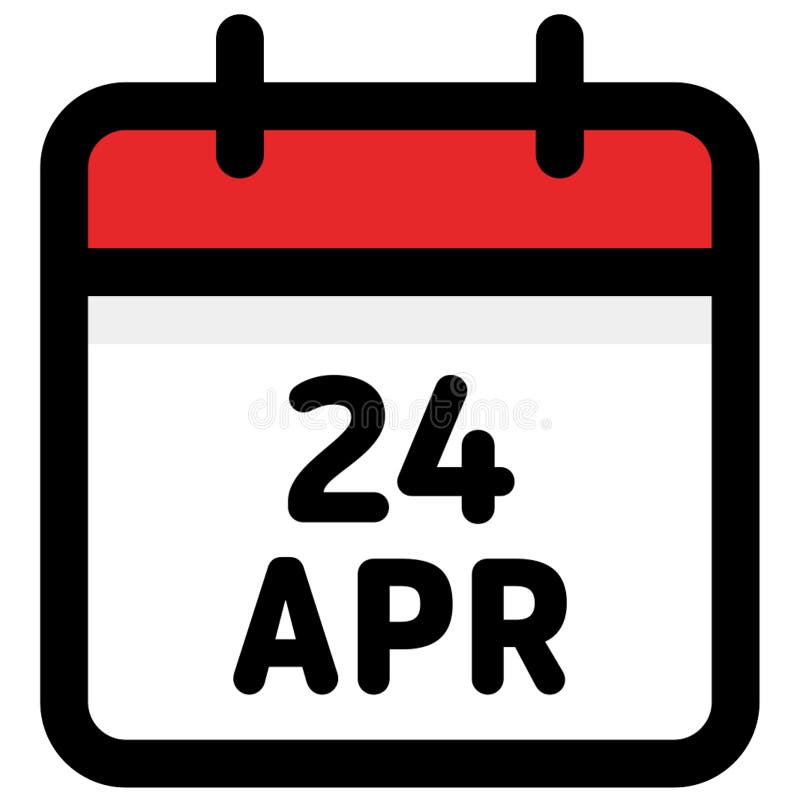 Calendar With 24 April In A Flat Design Vector Illustration Stock