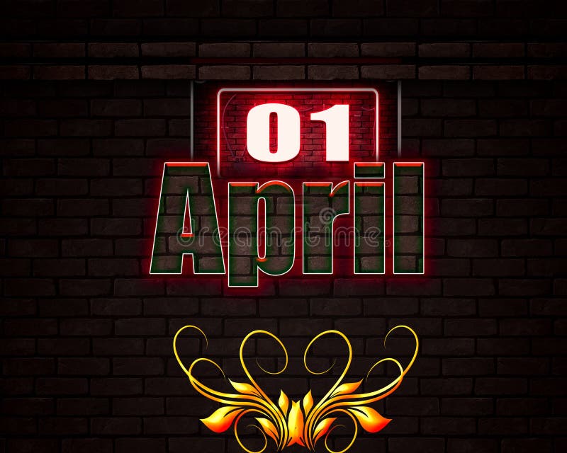 April 1 date day month calendar for the month of april on bricks 