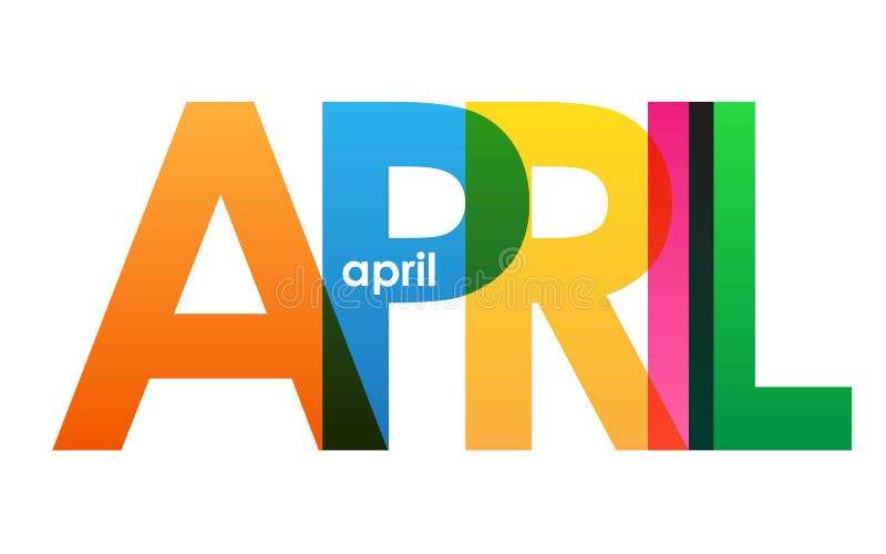 APRIL Colorful Overlapping Letters Vector Banner Stock Illustration ...