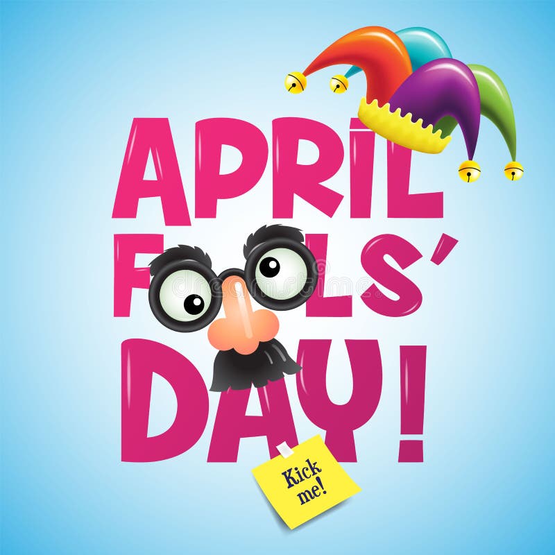 April fool`s day, typography, vector illustration, colorful, ca