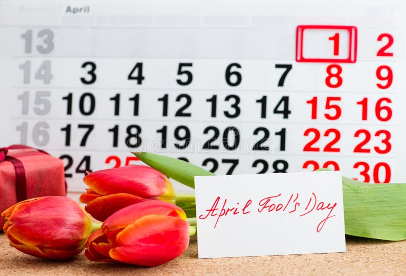 April Fools Day on the Calendar Stock Photo Image of date, message