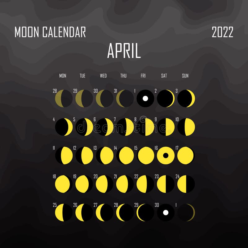 April 2022 Moon Calendar. Astrological Calendar Design. Planner. Place ...