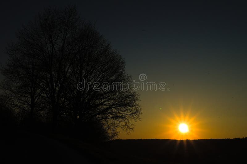 April sunset in April 2020 stock photo