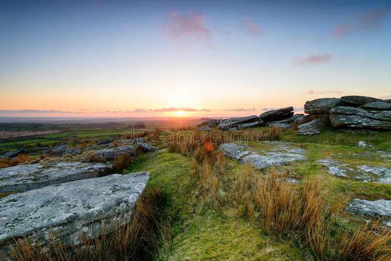 April Sunset on Bodmin Moor royalty free stock photography