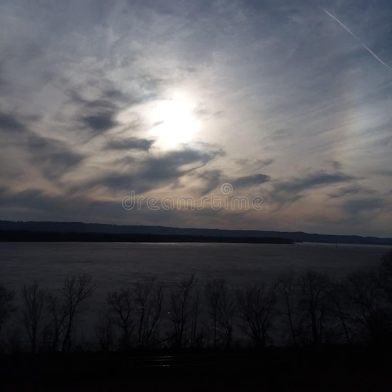 April Sunset over River royalty free stock photography