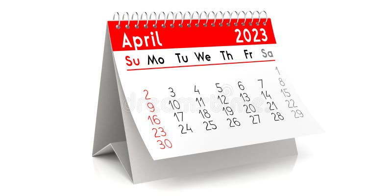 April 2023 - Table Calendar - 3D Illustration Stock Illustration