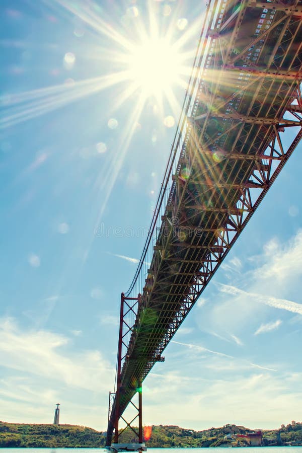 April 25th Bridge and Christ the King Statue royalty free stock images