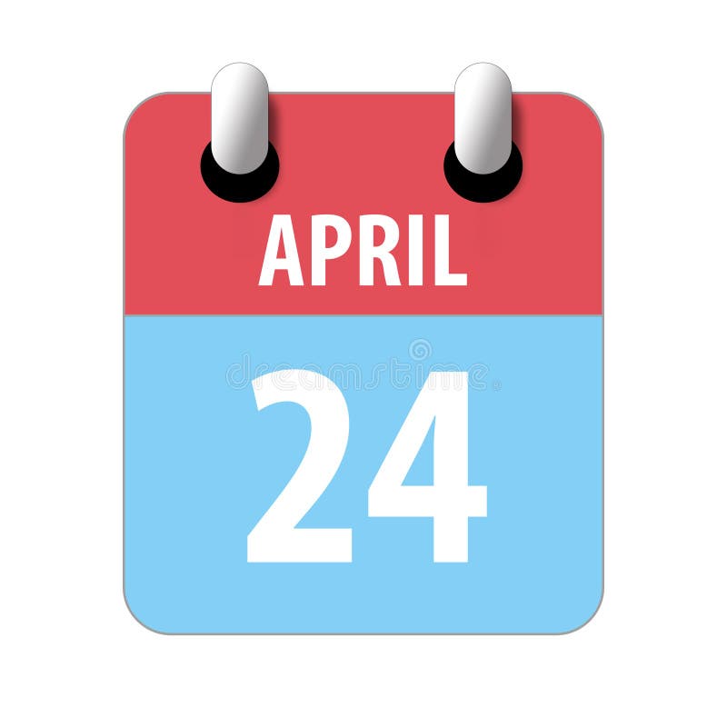 24th April Calendar Icon. April 24 Calendar Date Month Icon Vector